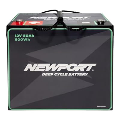 Newport 12V50Ah Deep Cycle Heavy-Duty Marine Battery, Lightweight & Sealed AGM, Trolling Motor Compatible
