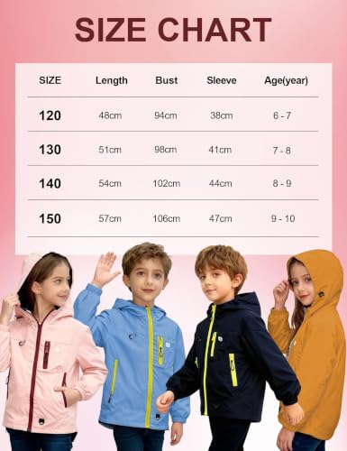 Image of Venzina Kids' Adventure-Ready Windproof Jacket Thermal-Insulated & Water-ResistantFixed Hood for Hiking, Camping, School
