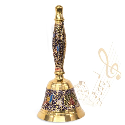 Shubhkart Hand Painted Bell for Wedding Events Decoration, Food Line, Alarm, Jingles, Ringing, Service Bell (Blue)