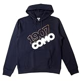  COMO 1907 - Felpa con Cappuccio - Colore Blu Navy - con tascone Centrale - Taglia L - Stampa Bicolore Como 1907-100% Cotone - Made in Italy