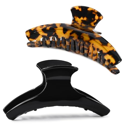 2 Pack Hair Claw Clips Women Large Tortoise Hair Clip French Design Barrettes Celluloid Leopard Print Accessories Jaw Clips for Thick Hair