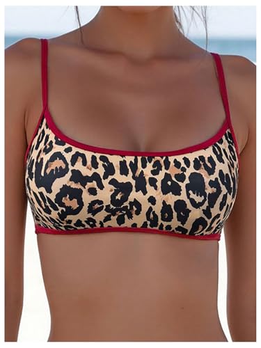 SOLY HUX Women's Leopard Print Bikini Set Bathing Suit Summer Beach Vacation Two Piece Swimsuit3
