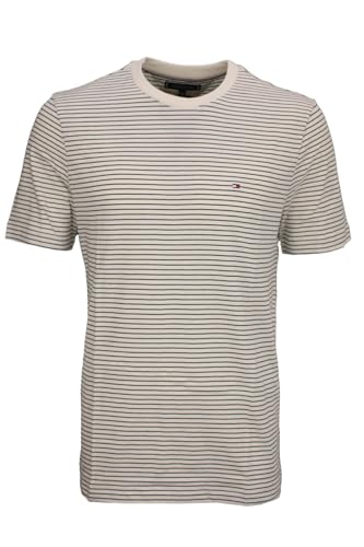 Tommy Hilfiger Camiseta de Manga Corta Hombre Seasonal Solid tee con Cuello Redondo, Multicolor (Ivory Petal/Preppy Navy), XL