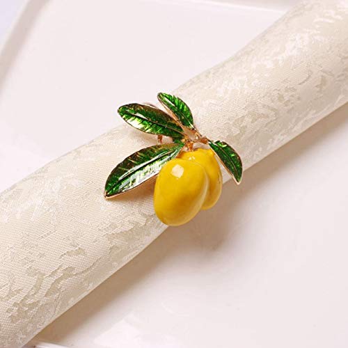 Allinlove Napkin Rings Set Of 6, Tropical Fruit Lemon Wedding Napkin Holder Ring Gold Napkin Buckle For Dinning Table Decor Summer Parties Holiday Daily Family Gathering Everyday Use Hotel #TOP4