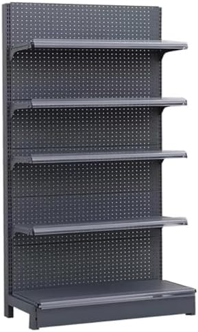Heavy Duty Retail Display Rack with 20 Hooks, 5-Tier Supermarket Shelf, Snack Organizer for Convenience Stores, Drugstores, Garages (Type B, L93xH135cm)