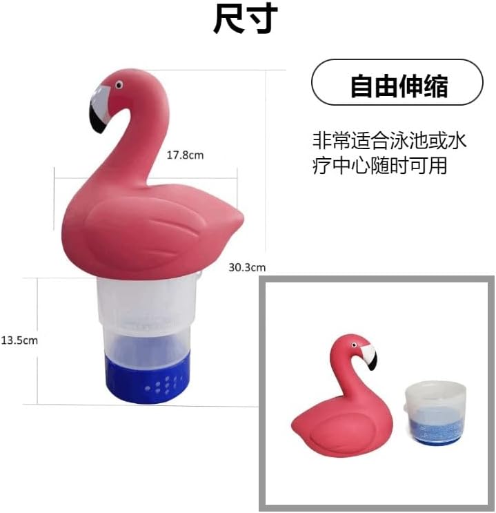 Swimming Pool Floating Chlorine Dispenser, Pink Flamingo Design, Chemical Tablet Holder