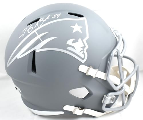 Tedy Bruschi Autographed Patriots F/S Slate Speed Helmet - Beckett W Hologram White