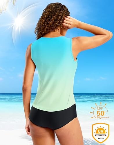 Image of G Gradual Tankini Tops for Women High Neck Swimsuits Swim Top Modest Bathing Suit Swimwear Tank Top only No Bottom