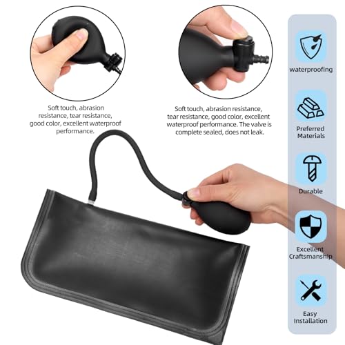 Glarks 4 Pack 16,2 x 15cm, 27 x 13cm Luftkeilpumpe Keil Set, schwarze Nivellierung Luftkeil Tasche, Ausrichtung Werkzeug aufblasbares Hebekissen, Luftkeilpumpe Tasche