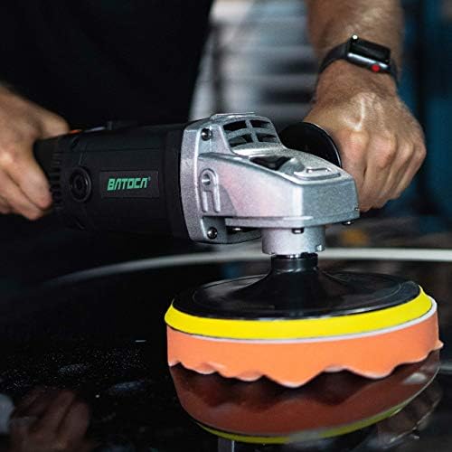 BATOCA Car Polisher Buffer Sander Rotary 1200W Electric Polishing Machine 5 Inch 7 Inch Buffing Pads Waxing Bonnets Car Polishing Kit 6 Variable Speeds