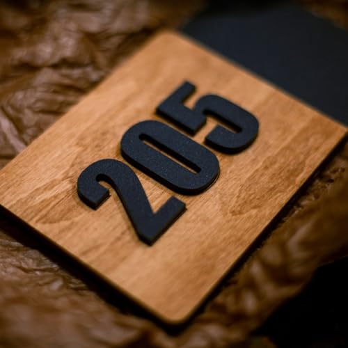 Image of HOTEL ROOM NUMBER PLATES - 201| Black acrylic board fixed mirror gold number | Easy installation type double sided tape fixed on backside