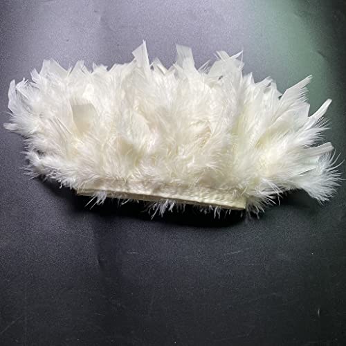 Shekyeon Turkey Feathers Fringe Trim For Party Clothing Diy Sewing Crafts Decoration Pack Of 2 Yards (Ivory) #TOP3