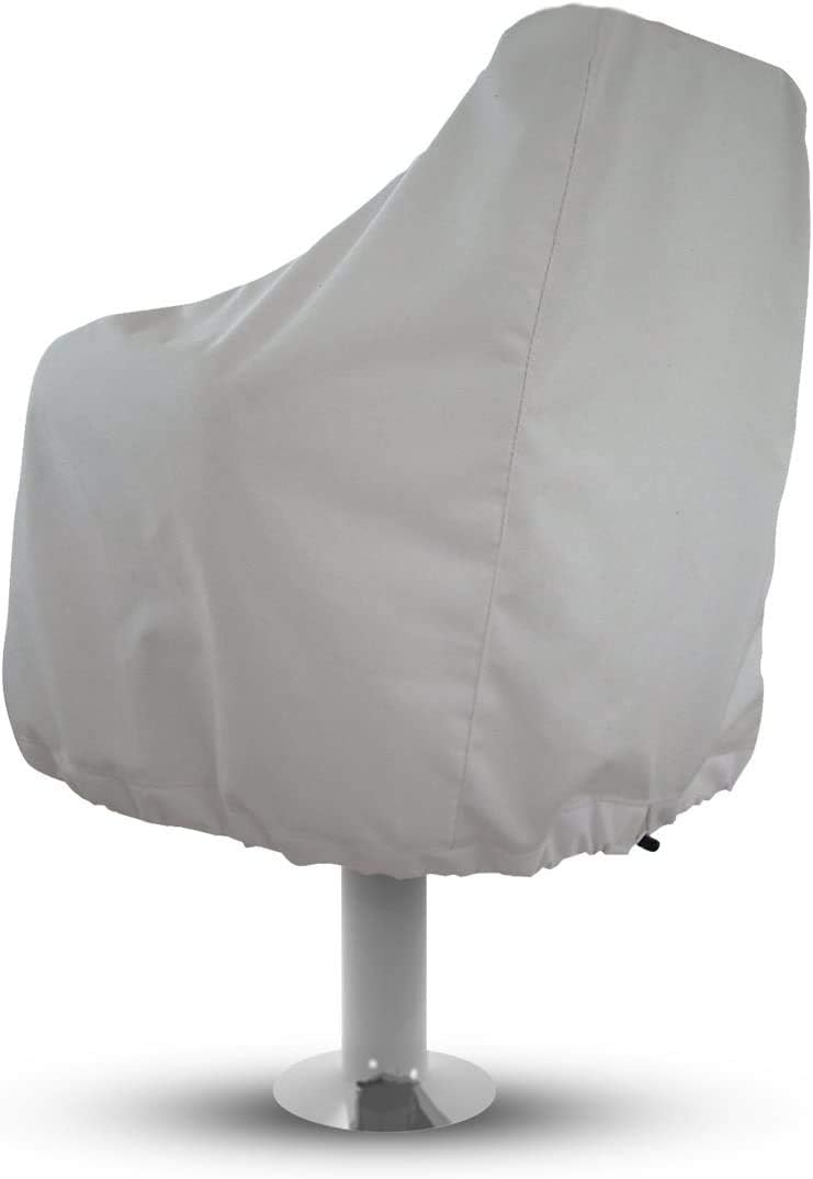 Sun-Protect Marine Canvas Boat Seat Covers, White Weather Resistant Fabric Protects Captain’s Chair from The Elements