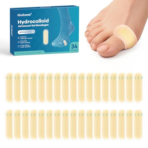 Parches Hidrocoloides Kimihome para Ampollas - 34 Unidades de Apósitos con Gel para Talones, Pies y Dedos - Alivio para Callos y Juanetes - Ideal para Viaje (Paquete Spot)