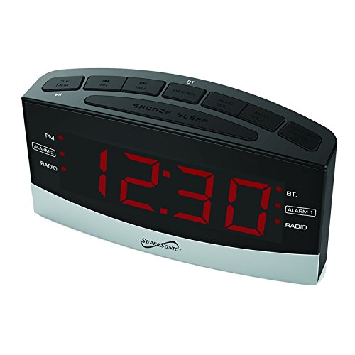 Supersonic - Bluetooth Clock Radio, Alarm Clock Radios - Black (Sc-381Bt) #TOP1