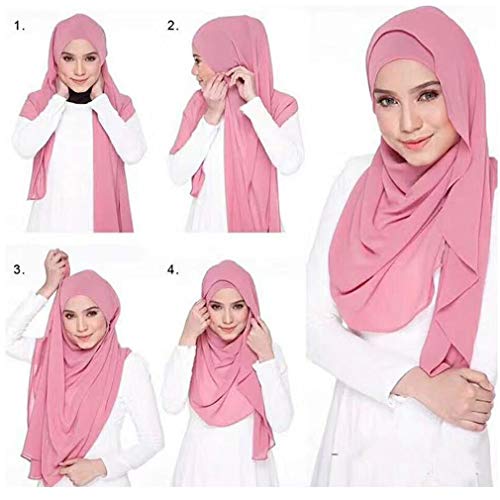 Image of LMVERNA Solid Color Bubble Chiffon Scarf for Women Fashion Soft Hijab Long Scarf Wrap Scarves