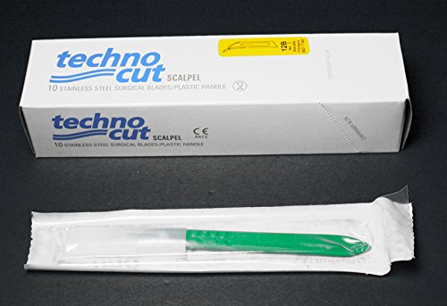 Techno Cut Scalpel: 6008t-12b: Stainless Steel Surgical Blades/plastic Handle 10 Pack Blade Size:12B Handle Size:3