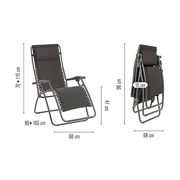 Lafuma RSX Relax-Liegestuhl gepolstert Ardoise