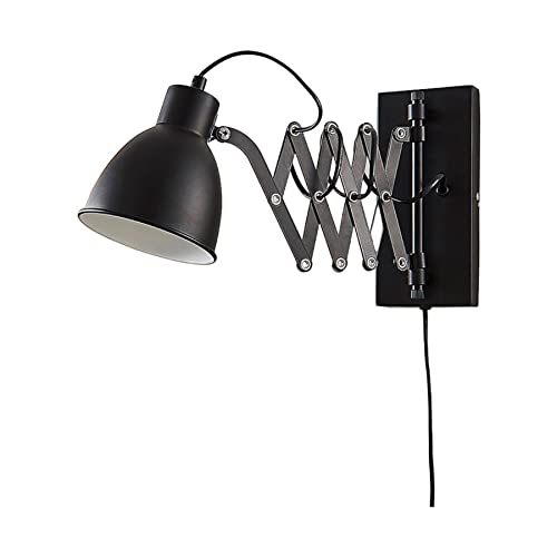 Preisvergleich Produktbild Lindby ausziehbare Wandlampe / Wandleuchte schwarz Metall mit Scherenarm, Leselampe drehbar, schwenkbar, Nachttischlampe Wand, Ziehharmonika Lampe 1 flammig, Scherenlampe