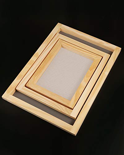 image for Caydo 3 Pieces 3 Size Wood Silk Screen Printing Frame with Mesh for Sc