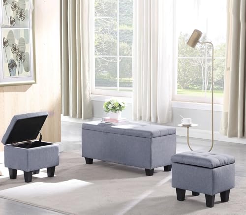 Large Storage Ottoman Bench Set 3 in 1 Combination Ottoman,