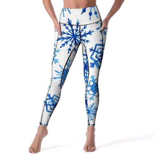 Legging de sport femmes motif flocons de neige pour yoga taille haute fitness gym taille S