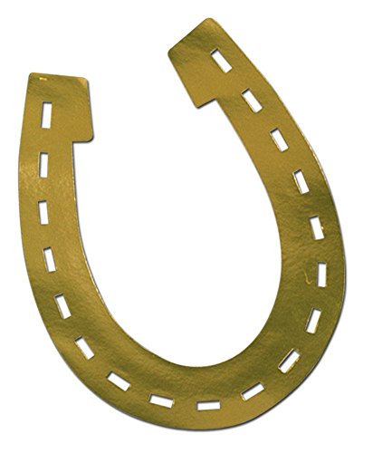 Beistle 24 Piece Cardstock Paper Horseshoe Cut Outs for Western Party, Equestrian Horse Racing Theme Decorations