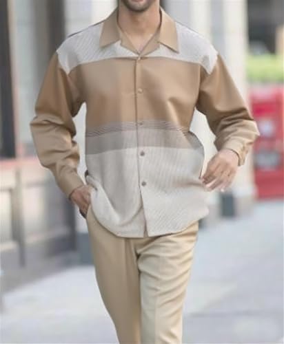 TIFIYA Men's 2 Piece Big Men Dress Shirts Outfits Long Sleeve Fall Winter Formal Party Wedding Leisure Suits S-5XL2