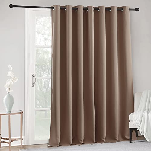 Image of RYB HOME Blackout Curtain for Sliding Glass Door, Thermal Insulated&Privacy Drape for Basement /Media Room, Extra Wide Room Divider Curtain, Window Treatment, Cappuccino, W100 x L108, 1 Panel