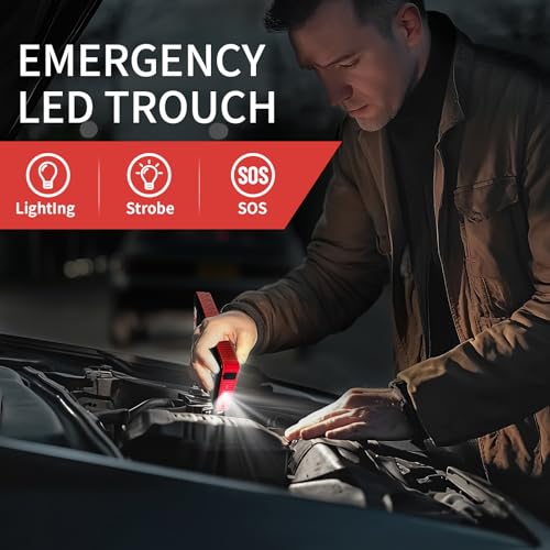 LEEPEE T47 Portable Car Jump Starter, 12V 2500A Peak Power Bank for Up to 7L Gas & 5.5L Diesel, Flashlight with 3 Modes, Large LCD Display Car Battery Jump Starter with Jumper Cable - Thumbnail 2