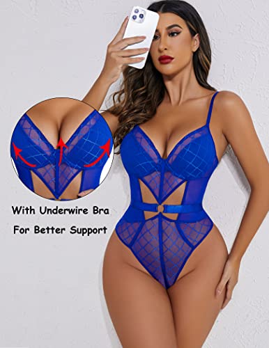 Avidlove Women Plus Size Lingerie Underwire Mesh Teddy Sexy Cut-out Bodysuit