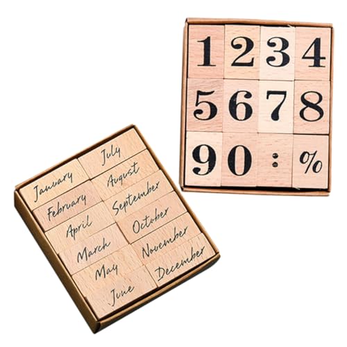 Tofficu 24個 木製 月スタンプ デコレーションスタンプ 手帳用 おしゃれ