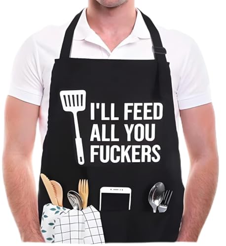 SASONCO Apron Adjustable Kitchen Apron Chef Apron Funny Apron for Men Aprons for Women (Type1)