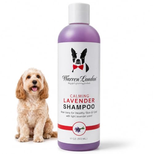 Warren London Calming Lavender Dog Shampoo | Softening Aloe Vera & Essential Oils for Dogs | Leaves Coat Silky & Smelling Amazing | Gentle & Soap-Free | Made in USA – 17 oz