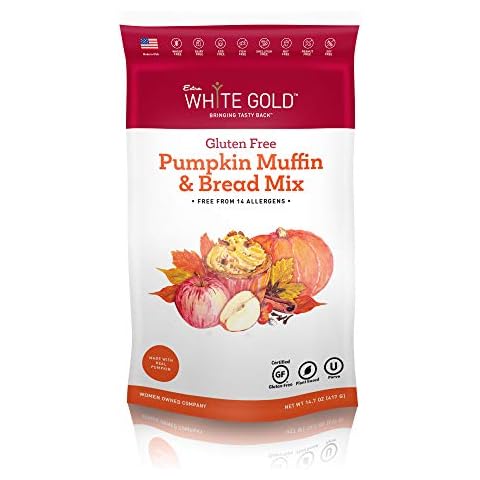 Extra White Gold Pumpkin Bread Mix – For Gluten-Free Bread Muffins Cakes – [Free of the Top 14 Major Allergens] [Non-GMO] [Nut Free] [Dairy Free] – 14.7 Ounces Cover