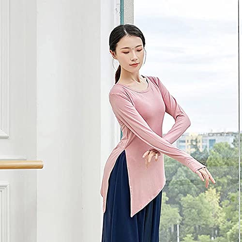 Roupas de prática de dança moderna top de dança chinesa roupas latinas clássicas para mulheres, Rosa