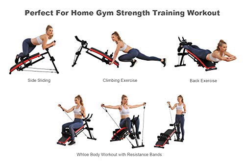 Keshwell Ab Workout Machine,Core Abs Exercise Equipment For Home Gym,Adjustable Sit Up Bench Strength Training Abdominal Cruncher,Foldable Core Workout Machine With Resistance Bands&Lcd Display #TOP7