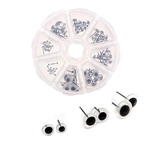 80pcs Clear Black Glass Eyes 3-10mm Needle Felting Material Kit DIY Accessories Black Beans Needle Type Eye for Teddy Puppets Dolls Crafts