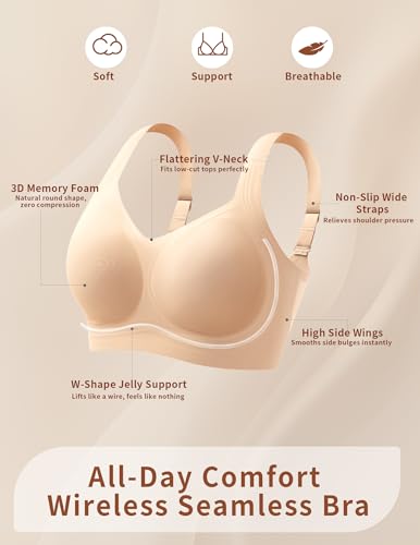Image of Jelly Push Up Bra for Women Wireless Comfortable Seamless Full Coverage Bra