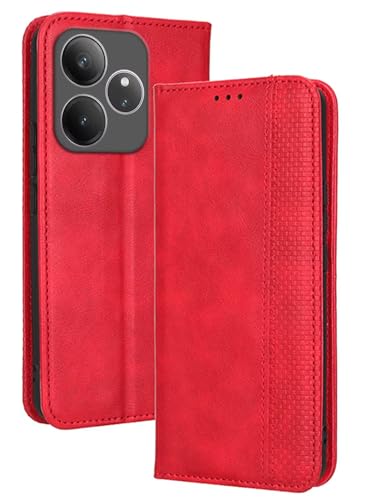 Custodia A Portafoglio per Realme GT6 GT Neo6 6.78 Inches Magnetica rosso pelle