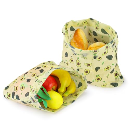 Diakey Bienenwachs-Lebensmittelverpackungen, wiederverwendbar, hausgemachte Brotbeutel, Bienenwachspapier, Lebensmittelaufbewahrungsfolie für Sauerteig, Sandwich, Käse, Obst, Snacks, Avocado, 2 Stück