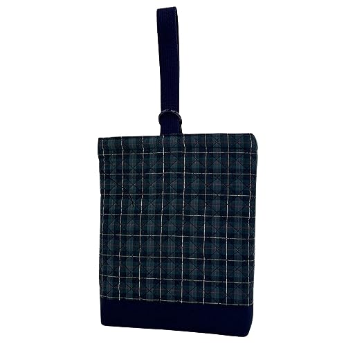 シューズバッグ 上履き入れ かっこいい 横幅23cm×縦28cm キルティング 保育園 幼稚園 小学校 日本製 綿 子供 男の子 (タータンチェック)