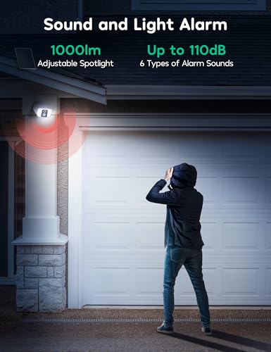 winees 5MP Solar Security Camera Wireless Outdoor, Continuous Powered, 2.4/5GHz Wi-Fi6 Camera with 1000lm Spotlight, Motion Detection, Siren, SD Card/Cloud Storage, 2-Way Talk, Compatible with Alexa - Thumbnail 6
