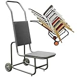 Kommerzieller Stuhlwagen für flache Stapelstühle aus Kunststoff und Holz, ideal für Lagerung und Umzug