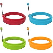 Food Grade Silicone Egg Rings, Multicolor, Egg Ring Molds for Cooking, Fried Egg Rings4 Pack, 4 Inches