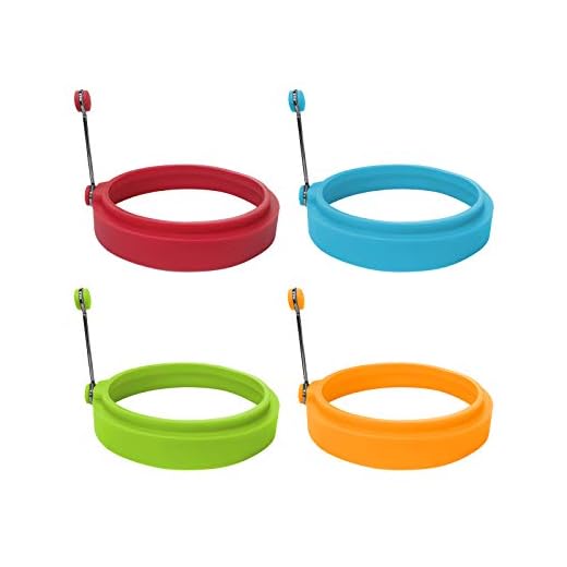 Food Grade Silicone Egg Rings, Multicolor, Egg Ring Molds for Cooking, Fried Egg Rings(4 Pack, 4 Inches)