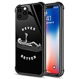 iPhone 11 Pro Case, Never Better Skeleton iPhone 11 Pro Cases, Tempered Glass Back+Soft Silicone TPU