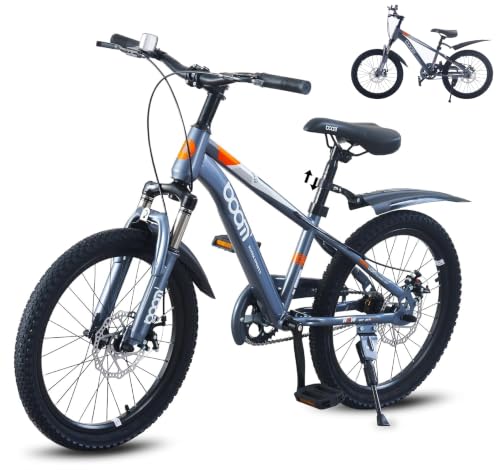 LSBIKE Kinderfahrrad 18/20/22 Zoll, Kinder Fahrrad mit Schlammschutz und Doppelscheibenbremsen, Verstellbarer Sitz & Vorderer Aufhängung Alter 5-12 Jahre alte Kinder Geschenk (Grau, 20 Zoll)