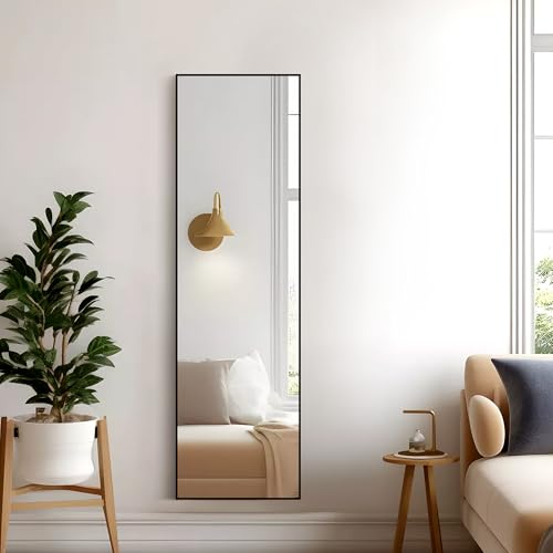 HORLIMER Ganzkörperspiegel Schwarz 150x41cm – Flexibler Standspiegel & Wandspiegel, Klare Sicht, Sicherheitsglas – Perfekt für Schlafzimmer & Ankleidezimmer – Bild 6