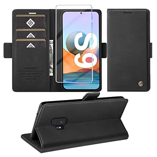 Giyer Handyhülle für Samsung Galaxy S9 Hülle mit Schutzfolie, Standfunktion Kartenfach Wallet Premium Leder Schutzhülle S9 Flip Case Cover Stoßfeste Klapphülle S9 5.8 Zoll (Schwarz)